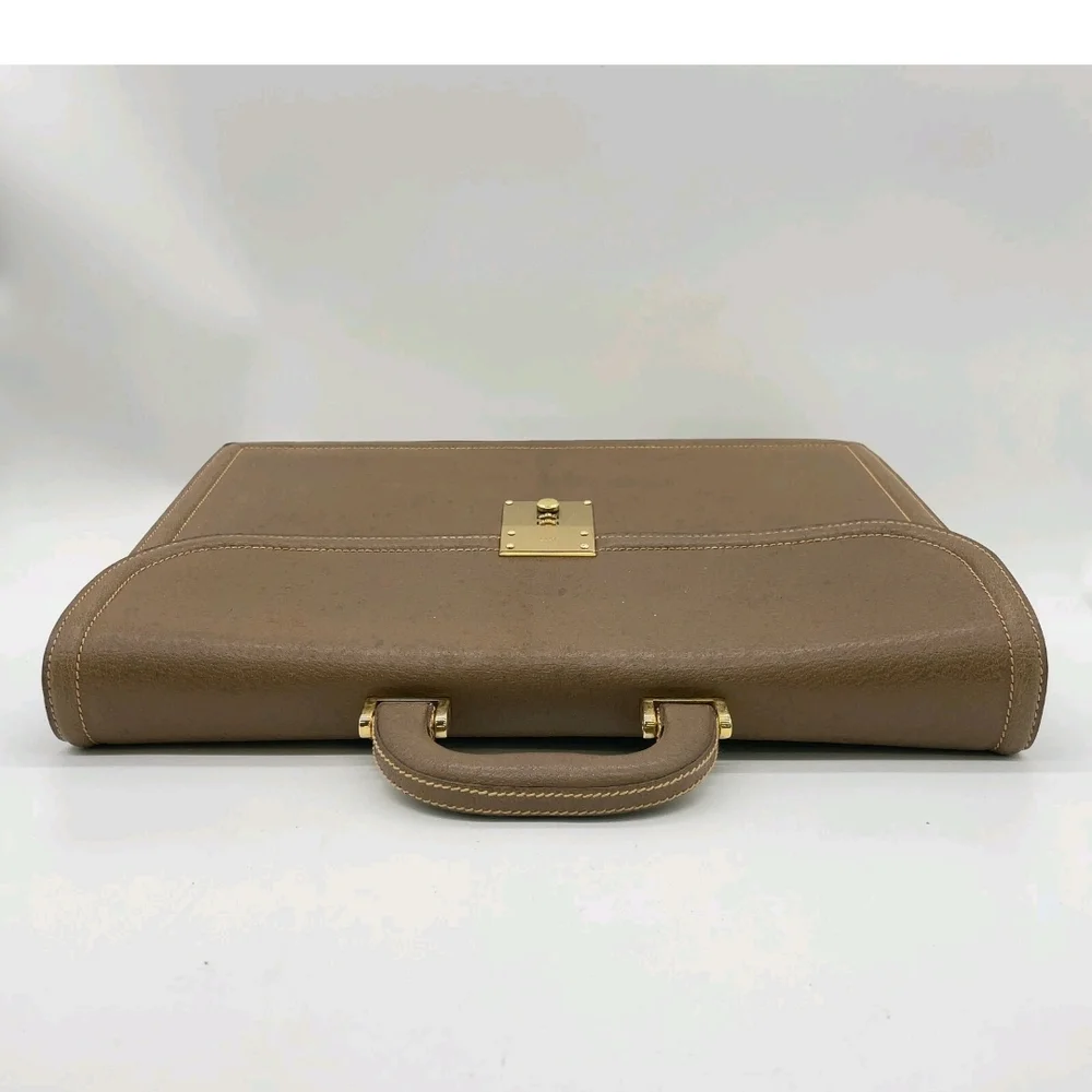 Gucci Brown Leather Briefcase with Gold Hardware